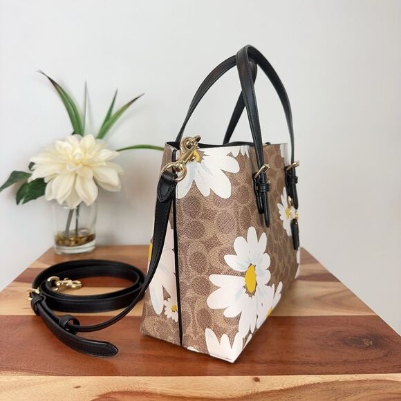 NWT Coach Mollie Tote Bag 25 In Signature Canvas With‎ Floral Print - Picture 3 of 7
